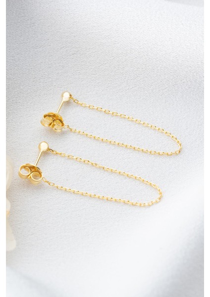 925 Ayar Gümüş Zincirli Top Küpe fırsatları