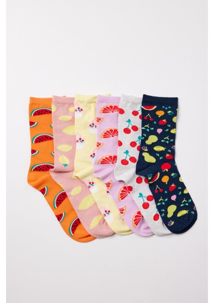 Kız Çocuk Meyve Desenli 5'li Soket Çorap