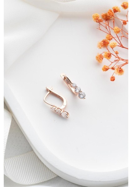 925 Ayar Rose Sallantılı Trio Gümüş Küpe modelleri