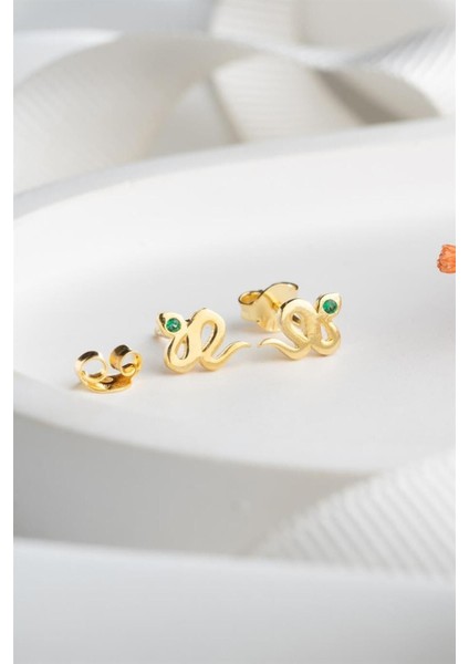 925 Ayar Gold Yılan Gümüş Küpe modelleri