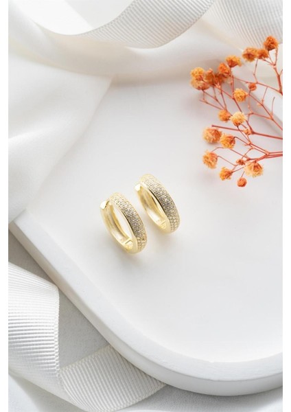 925 Ayar Gold Sıra Taşlı Halka Gümüş Küpe fiyatları