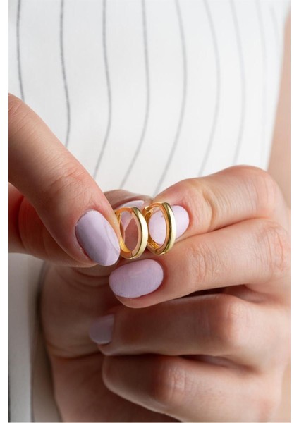 925 Ayar Gold Halka Gümüş Küpe