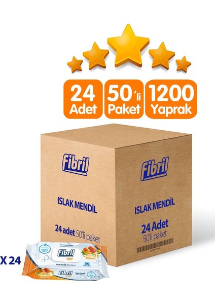Oxy Narenciye Kokulu Islak Mendil 24X50 Lı Paket