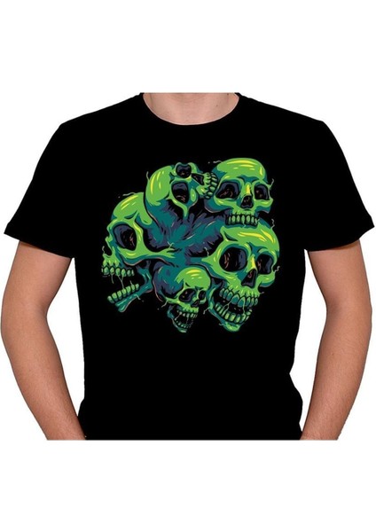 Skull Die Kuru Kafalar Green Skull Tişört T-Shirt fiyatları