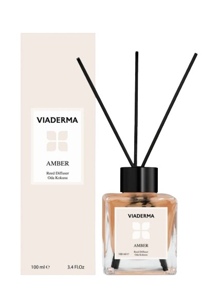 Kare Şişe Amber Esansı Bambu Çubuklu Oda Kokusu 100 ml