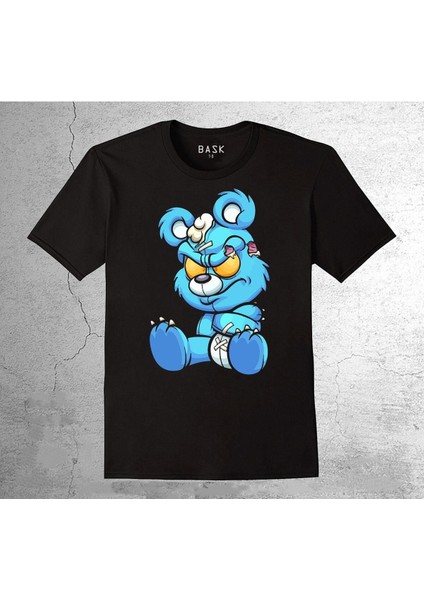 Angry Cartoon Blue Teddy Bear Tişört Çocuk T-Shirt