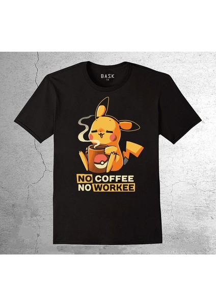 Pokemon Pikachu Pikaçu No Coffee No Workee Tişört Çocuk T-Shirt