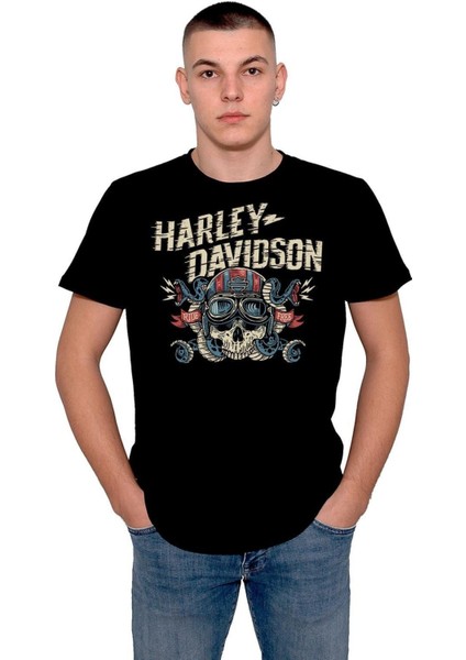 Harley Davidson Skull Ride Free Motorcycle Tişört T-Shirt