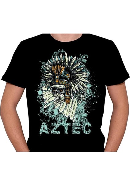 Aztec Skull Kızıldereli Kuru Kafa Tişört T-Shirt