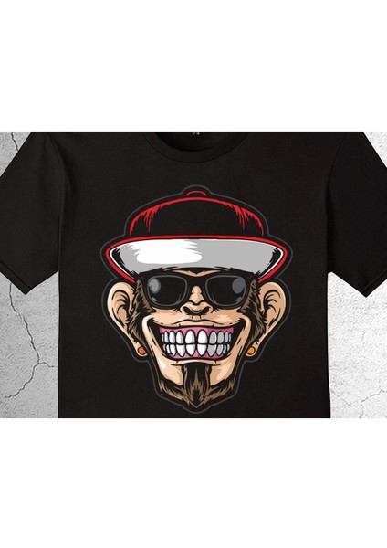 Hip Hop Rapçi Maymun Monkey Smile Kep Tişört Çocuk T-Shirt