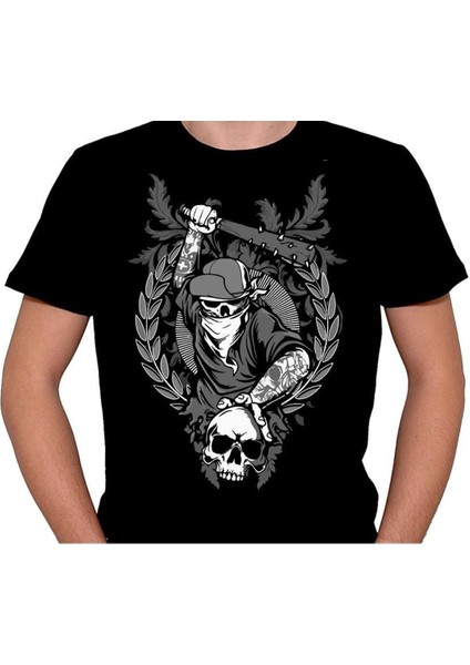 Skull Gang Beyzbol Sopası Kuru Kafa Tişört T-Shirt
