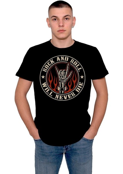 Rock And Roll Will Never Die Metal Müzik Music Tişört T-Shirt