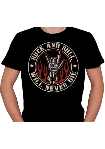 Rock And Roll Will Never Die Metal Müzik Music Tişört T-Shirt