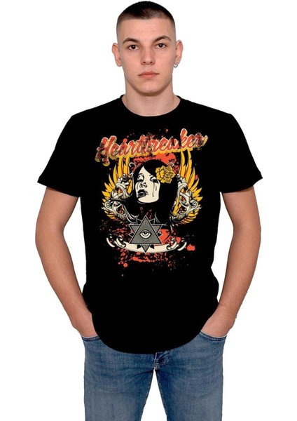 Heart Girl Flower Retro Tişört T-Shirt