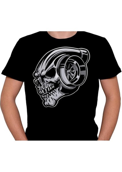 Motor Kuru Kafa Skull Tişört T-Shirt
