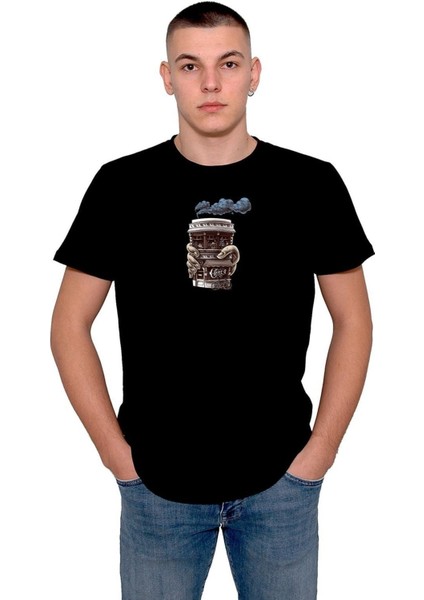 Coffee Bisiklet Kahve Duman Barista Vintage Tişört T-Shirt