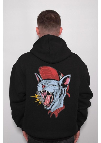 Kedi Cat Hip Hop Cat Retro Sweatshirt Kapüşonlu Hoodie indirimleri