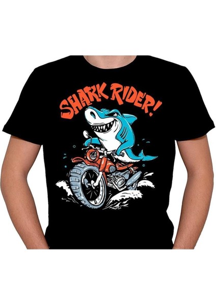 Shark Rider Köpekbalığı Sürücü Motor Motorsiklet Tişört T-Shirt fiyatları