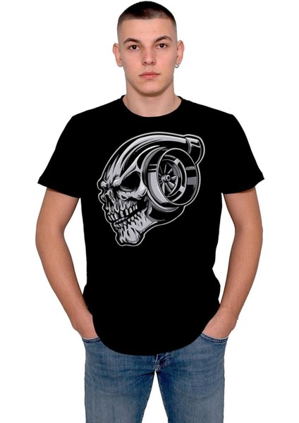 Motor Kuru Kafa Skull Tişört T-Shirt