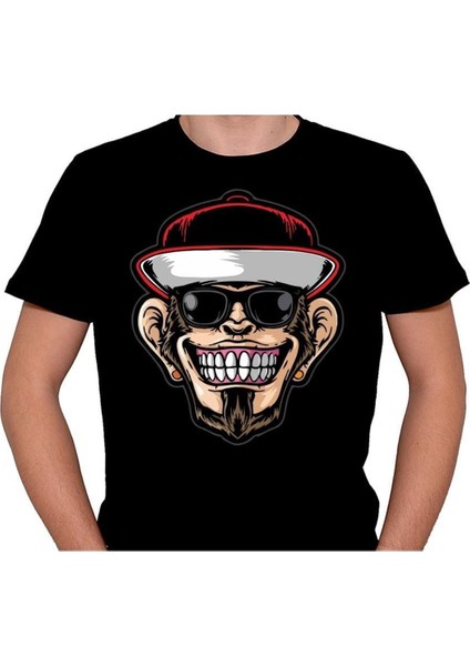Hip Hop Rapçi Maymun Monkey Smile Kep Tişört T-Shirt