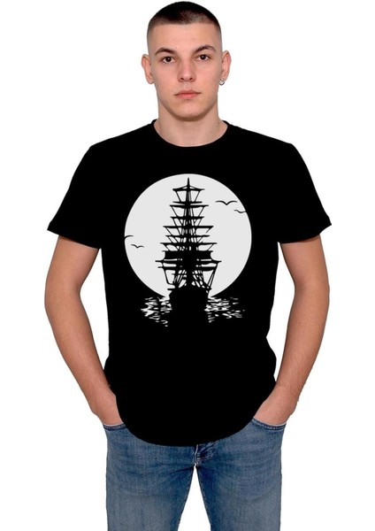 Gemi Titanic Dolunay Sefer Yelkenli Korsan Deniz Tişört T-Shirt