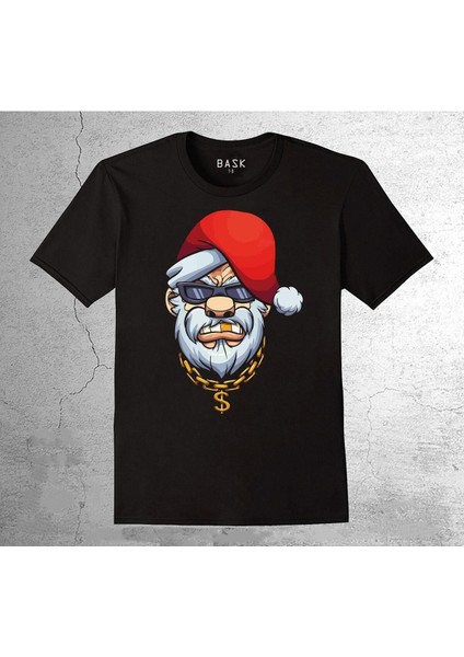 Noel Baba Gold White Gansta Yılbaşı Beard Tişört Çocuk T-Shirt