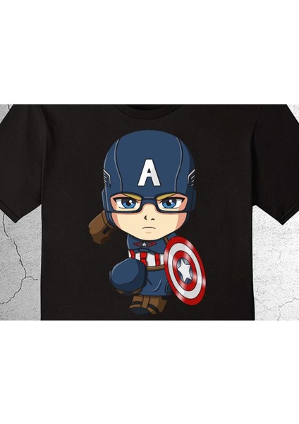 Captain America Cartoon Chibi Tişört Çocuk T-Shirt