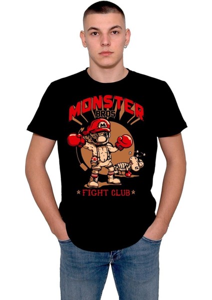 Monster Mario Bros Fight Club Dövüş Kulübü Canavar Mario Tişört T-Shirt