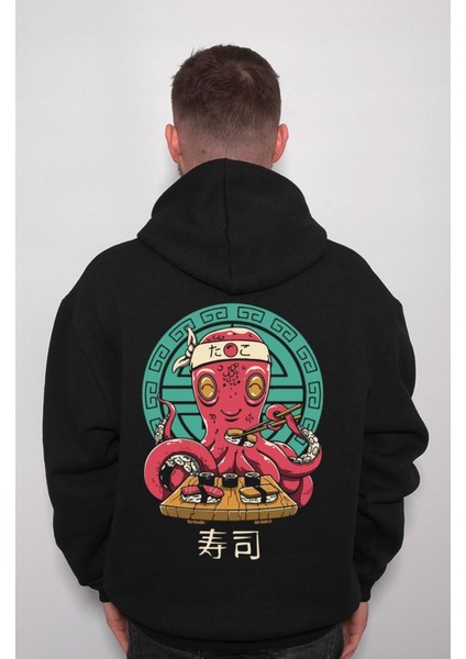 Octo Sushi Bar Ahtapot Suşi Sweatshirt Kapüşonlu Hoodie