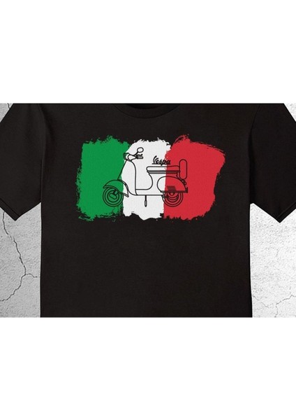 Vespa Motor Italian Flag Italya Bayrağı Tişört Çocuk T-Shirt