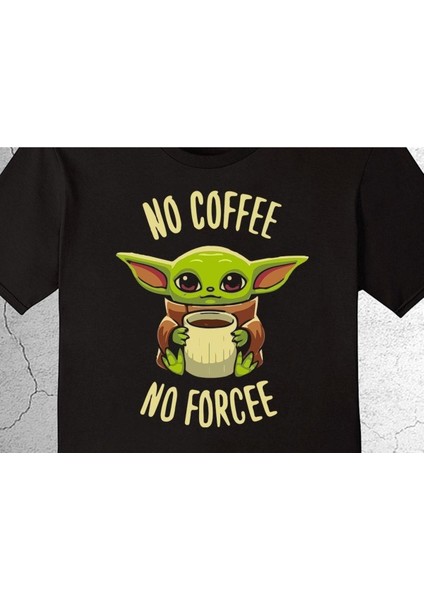 Baby Yoda No Ceffee No Forcee Kahve Barista Tişört Çocuk T-Shirt