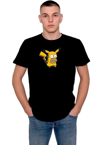 Homer Simpson Beer Pikachu Pikaçu Pokemon Tişört T-Shirt