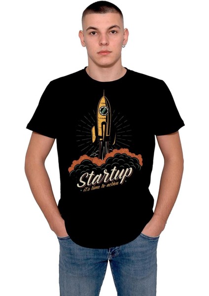 Uzay Cosmos Space Rocket Start Up Tişört T-Shirt