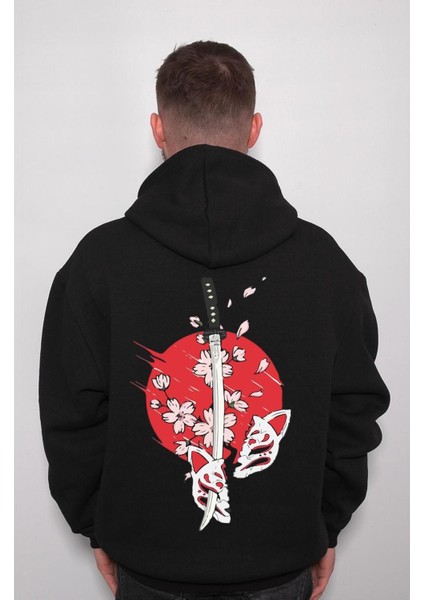 Katana Kılıç Anime Japan Japanese Kitsune Sweatshirt Kapüşonlu Hoodie fiyatları