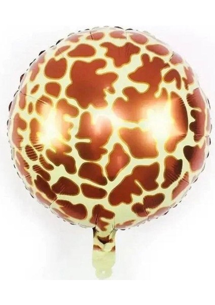Zürafa Desen Yuvarlak Folyo Balon 18 Inc