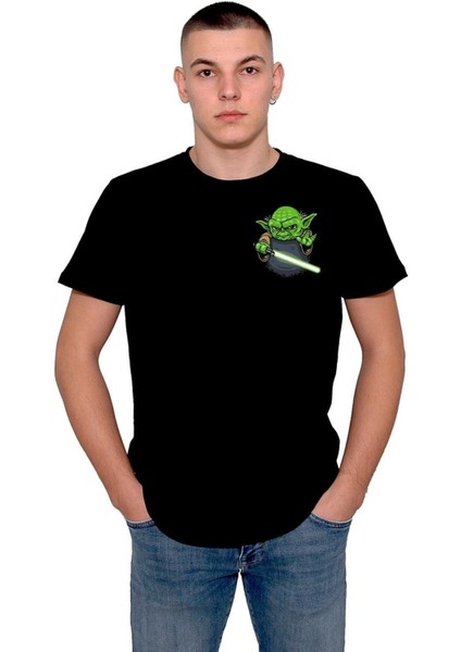 Yoda Işın Kılıcı Star Wars Cep Logo Tişört T-Shirt