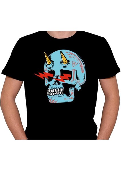 Skull Kuru Kafa Şimşek Unicorn Tişört T-Shirt fiyatları