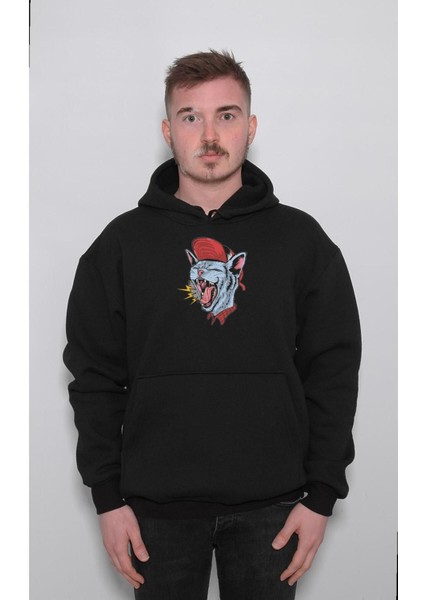 Kedi Cat Hip Hop Cat Retro Sweatshirt Kapüşonlu Hoodie fırsatları