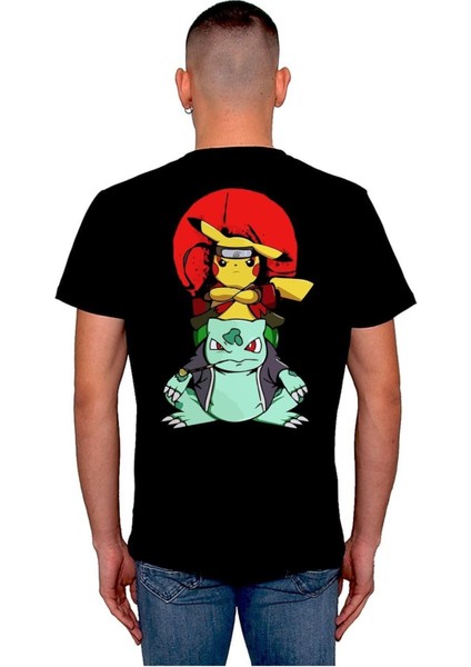Naruto Pikachu Balbazar Bulbasaur Anime Ninja Japanese Tişört T-Shirt