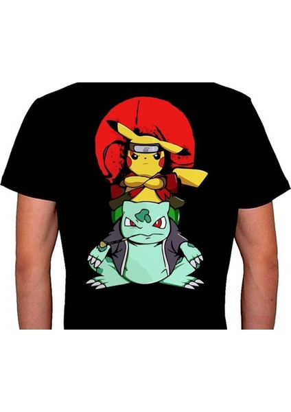 Naruto Pikachu Balbazar Bulbasaur Anime Ninja Japanese Tişört T-Shirt fiyatları
