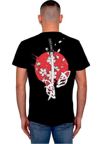 Katana Kılıç Anime Japan Japanese Kitsune Tişört T-Shirt