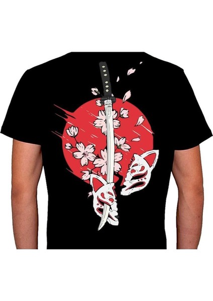 Katana Kılıç Anime Japan Japanese Kitsune Tişört T-Shirt fiyatları