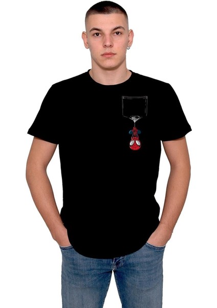 Spiderman Örümcek Adam Cep Baskı Tişört T-Shirt