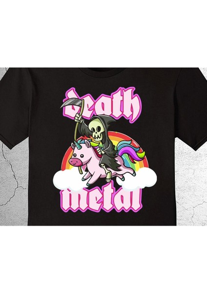 Death Metal Rock Unicorn Tek Boynuz Music Tişört Çocuk T-Shirt