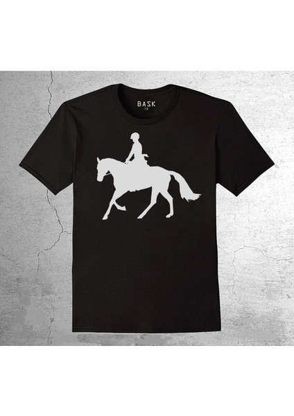 Binicilik At Silüet Yarış Jokey Tişört Çocuk T-Shirt