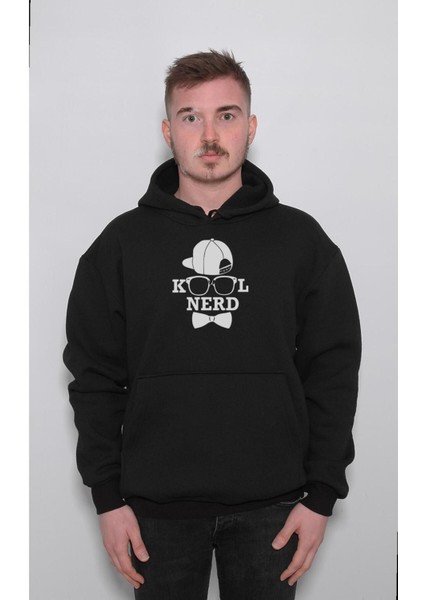 Kool Nerd Havalı Inek Gözlük Papyon Kep Sweatshirt Kapüşonlu Hoodie