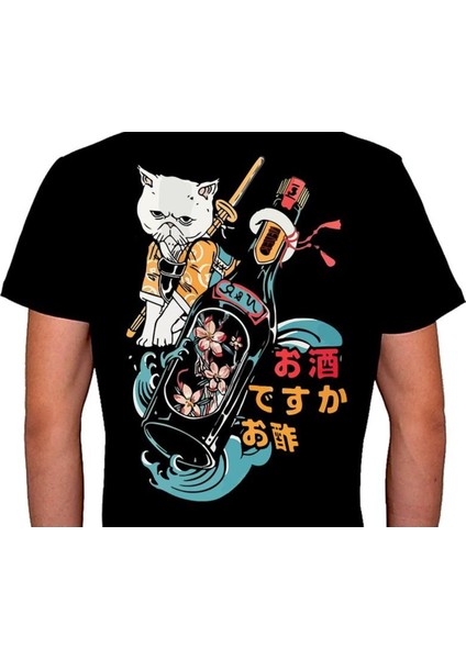 Chibi Cat Bottle Japanese Flower Tişört T-Shirt fiyatları