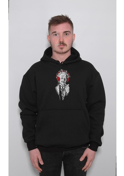Albert Einstein Listen Music Pipo Sweatshirt Kapüşonlu Hoodie