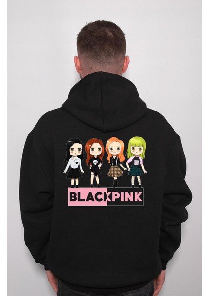 Chibi Black Pink Kore Korea Sweatshirt Kapüşonlu Hoodie fiyatları