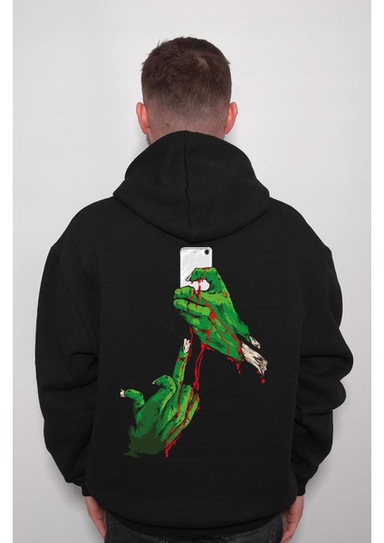 Selfie Bone Zombie Fotoğraf Sweatshirt Kapüşonlu Hoodie indirimleri